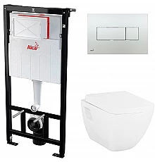 Комплект унитаза Creavit Trend TP326-11CB00E-0000+KC2103.01.0000E с сиденьем Микролифт и инсталляцией Alcaplast Sadroмodul AM101/1120-0001+M371 с клавишей смыва Хром