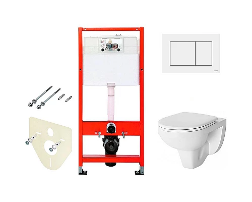 Купить Комплект унитаза Damixa Jupiter DX77C1738SC с инсталляцией Tece Base 9400413 с сиденьем Микролифт и Белой клавишей смыва в магазине сантехники Santeh-Crystal.ru