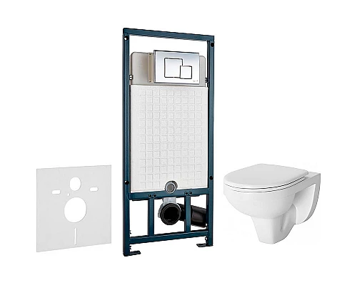 Купить Комплект унитаза Damixa Jupiter DX77C1738SC с сиденьем Микролифт и инсталляцией WeltWasser WW Marberg 507 10000005949+10000005953 с клавишей смыва Хром глянцевый в магазине сантехники Santeh-Crystal.ru