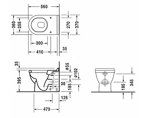 Заказать Унитаз Duravit Starck 3 0124090000 приставной без сиденья в магазине сантехники Santeh-Crystal.ru