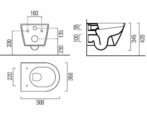 Приобрести Унитаз GSI Kube X 50/F 941611 подвесной без сиденья в магазине сантехники Santeh-Crystal.ru