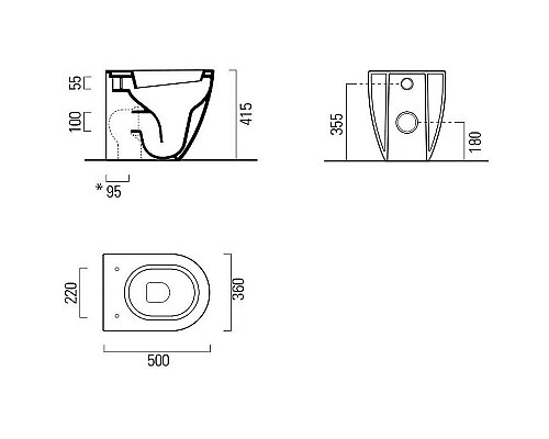 Заказать Унитаз GSI Pura 882011 приставной без сиденья в магазине сантехники Santeh-Crystal.ru