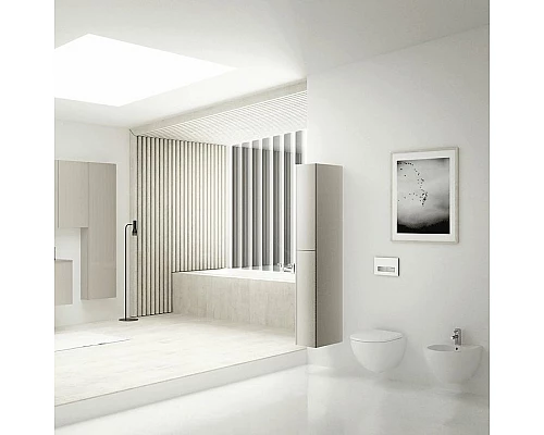 Приобрести Комплект унитаза Geberit Acanto 500.128.21.A с инсталляцией с сиденьем Микролифт и клавишей смыва Хром в магазине сантехники Santeh-Crystal.ru