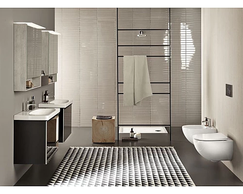 Купить Комплект унитаза с инсталляцией Geberit Acanto 500.301.KJ.A с сиденьем Микролифт и Белой клавишей смыва в магазине сантехники Santeh-Crystal.ru