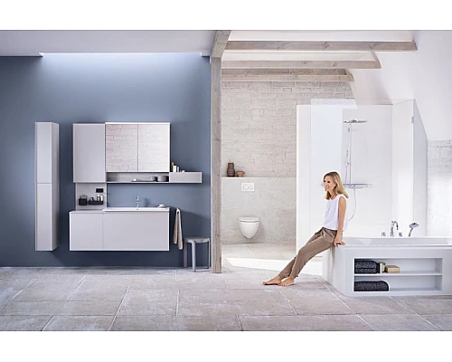 Купить Комплект унитаза с инсталляцией Geberit Acanto 500.301.KJ.A с сиденьем Микролифт и Белой клавишей смыва в магазине сантехники Santeh-Crystal.ru