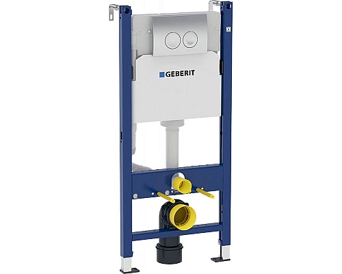 Купить Комплект унитаза Geberit Renova 500.124.TC.R с инсталляцией Duofix с сиденьем Микролифт и клавишей смыва Хром глянцевый в магазине сантехники Santeh-Crystal.ru