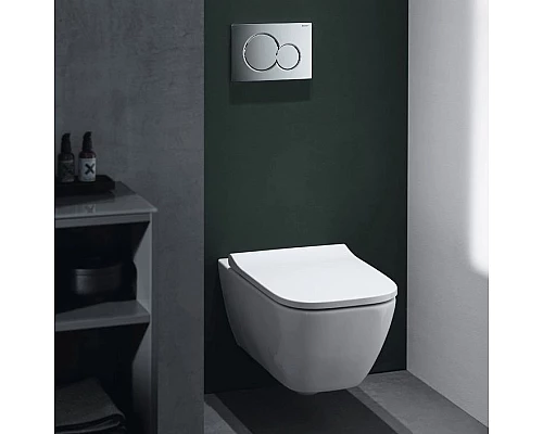 Купить Комплект унитаза Geberit Smyle 500.300.21.S с инсталляцией Sigma с сиденьем Микролифт и клавишей смыва Хром в магазине сантехники Santeh-Crystal.ru