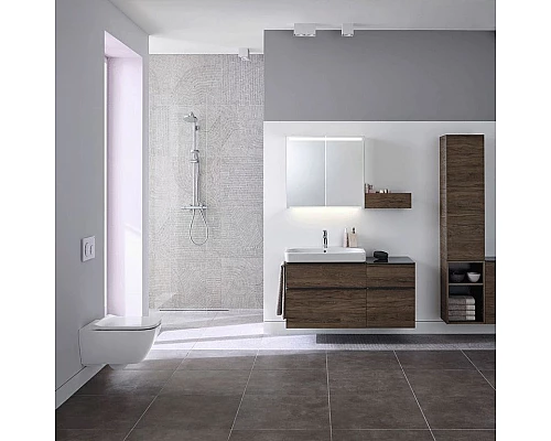 Купить Комплект унитаза Geberit Smyle 500.300.21.S с инсталляцией Sigma с сиденьем Микролифт и клавишей смыва Хром в магазине сантехники Santeh-Crystal.ru