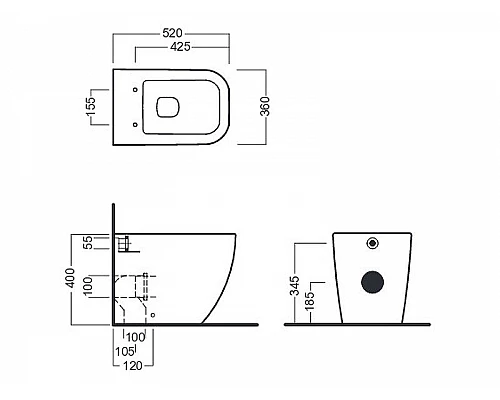 Приобрести Унитаз Hatria Bianca Y3AL01 приставной без сиденья в магазине сантехники Santeh-Crystal.ru