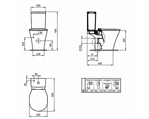 Приобрести Унитаз компакт Ideal Standard Connect Air E009701 без бачка и сиденья в магазине сантехники Santeh-Crystal.ru