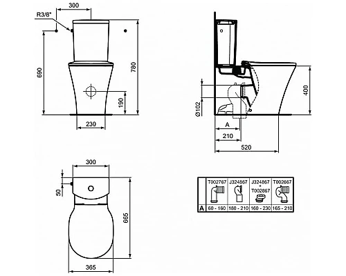 Купить Унитаз компакт Ideal Standard Connect Air E013701 без бачка и сиденья в магазине сантехники Santeh-Crystal.ru