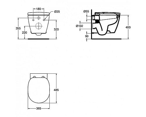 Купить Унитаз Ideal Standard Connect Space E804601 подвесной без сиденья в магазине сантехники Santeh-Crystal.ru