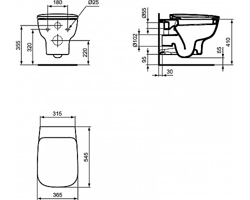 Купить Унитаз Ideal Standard Esedra T386001 подвесной без сиденья в магазине сантехники Santeh-Crystal.ru