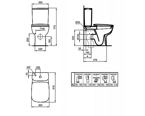 Приобрести Унитаз компакт Ideal Standard Esedra T282001 без бачка и сиденья в магазине сантехники Santeh-Crystal.ru