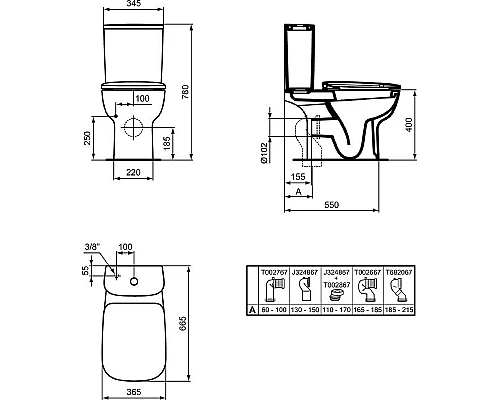 Заказать Унитаз компакт Ideal Standard Esedra T283401 без бачка и сиденья в магазине сантехники Santeh-Crystal.ru