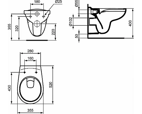 Купить Комплект унитаза с инсталляцией Ideal Standard Eurovit Prosys K881201PT15 с сиденьем Микролифт без клавиши смыва в магазине сантехники Santeh-Crystal.ru