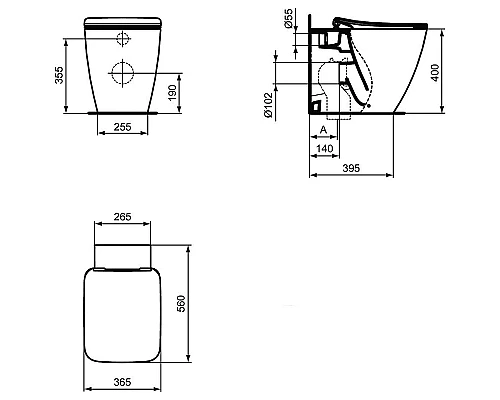 Приобрести Унитаз Ideal Standard Strada II AquaBlade T359801 приставной с сиденьем Микролифт в магазине сантехники Santeh-Crystal.ru