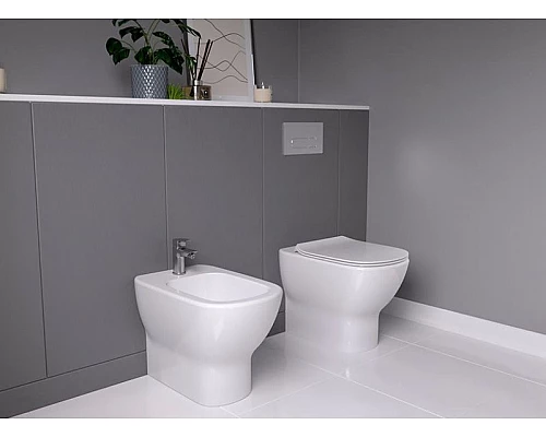 Купить Комплект унитаза с инсталляцией Ideal Standard Tesi Aqua Blade TT00002/115JG с сиденьем Микролифт и клавишей смыва Хром матовый в магазине сантехники Santeh-Crystal.ru