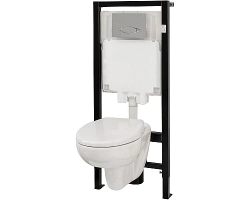 Заказать Комплект унитаза с инсталляцией Jacob Delafon Brive E21733RU-00 с сиденьем Микролифт и клавишей смыва Хром в магазине сантехники Santeh-Crystal.ru