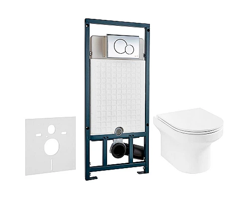 Купить Комплект унитаза Jacob Delafon Elite EDX114RU-00 с сиденьем Микролифт и инсталляцией WeltWasser WW Marberg 507 10000005949+10000005952 с клавишей смыва Хром глянцевый в магазине сантехники Santeh-Crystal.ru