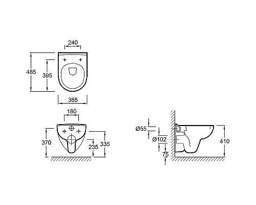 Купить Унитаз Jacob Delafon Odeon Up E4705-00 подвесной без сиденья в магазине сантехники Santeh-Crystal.ru