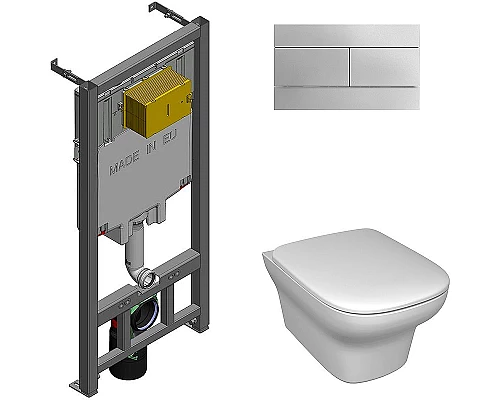 Заказать Комплект унитаза с инсталляцией Jacob Delafon Vox E21746RU-00 с сиденьем Микролифт и клавишей смыва Хром в магазине сантехники Santeh-Crystal.ru