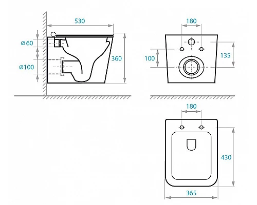Заказать Унитаз Koller Pool Kvadro KR-0530-RW подвесной с сиденьем Микролифт в магазине сантехники Santeh-Crystal.ru