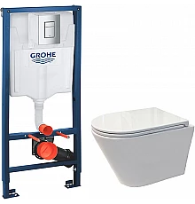 Комплект унитаза Koller Pool Orion OR-0515-RW с инсталляцией Grohe Rapid SL 38772001 с сиденьем Микролифт и клавишей смыва Хром