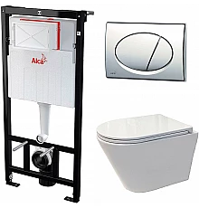 Комплект унитаза Koller Pool Orion OR-0515-RW с инсталляцией Alcaplast Sadromodul AM101/1120-3:1 RU M71-0001 с сиденьем Микролифт и клавишей смыва Хром