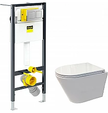 Комплект унитаза Koller Pool Orion OR-0515-RW с инсталляцией Viega Prevista Dry 8524.14 792596 с сиденьем Микролифт и клавишей смыва Хром