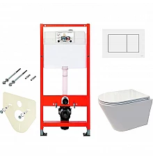 Комплект унитаза Koller Pool Orion OR-0515-RW с инсталляцией Tece Base 9400413 с сиденьем Микролифт и Белой клавишей смыва