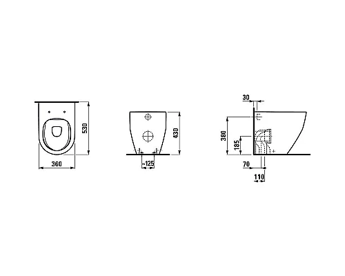 Купить Унитаз Laufen Pro 8.2295.6.000.000.1 приставной без сиденья в магазине сантехники Santeh-Crystal.ru