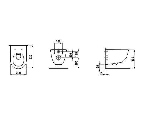 Приобрести Унитаз Laufen Pro 8.2095.6.400.000.1 подвесной без сиденья в магазине сантехники Santeh-Crystal.ru