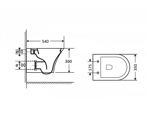 Купить Унитаз Orange C03-100W подвесной с сиденьем Микролифт в магазине сантехники Santeh-Crystal.ru