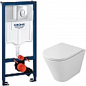 Комплект унитаза Owl 1975 Vind Ruta-H OWLT190304 с инсталляцией Grohe Rapid SL 38721001 с сиденьем Микролифт и клавишей смыва Хром