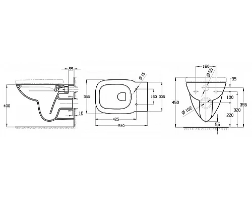 Заказать Унитаз Roca Debba 34699L00Y подвесной без сиденья в магазине сантехники Santeh-Crystal.ru