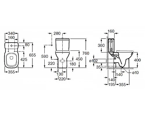 Заказать Унитаз компакт Roca Debba 34299700Y без бачка и сиденья в магазине сантехники Santeh-Crystal.ru