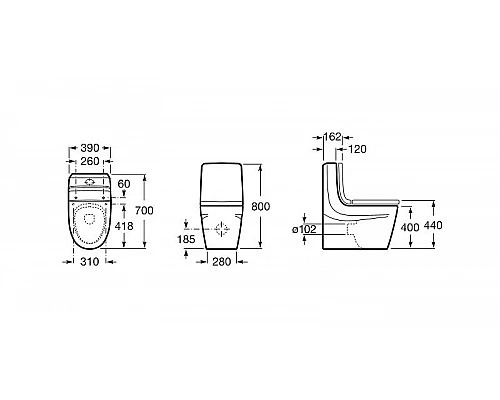 Купить Унитаз компакт Roca Khroma 342657000 без бачка и сиденья в магазине сантехники Santeh-Crystal.ru
