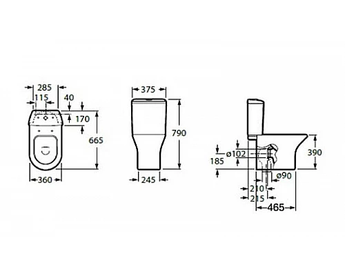 Купить Унитаз компакт Roca Leon 342649000 без бачка и сиденья в магазине сантехники Santeh-Crystal.ru