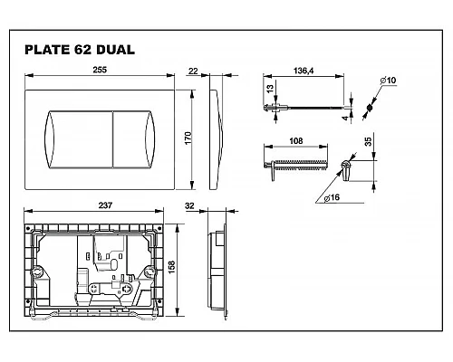 Заказать Комплект унитаза с инсталляцией Roca Mateo 893100010 с сиденьем Микролифт и клавишей смыва Хром в магазине сантехники Santeh-Crystal.ru