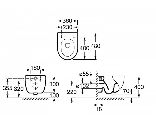 Заказать Унитаз Roca Meridian 346248000 подвесной без сиденья в магазине сантехники Santeh-Crystal.ru
