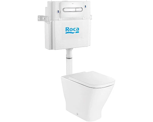 Приобрести Комплект унитаза со смывным бачком Roca The Gap 893109000 с сиденьем Микролифт и клавишей смыва Хром в магазине сантехники Santeh-Crystal.ru