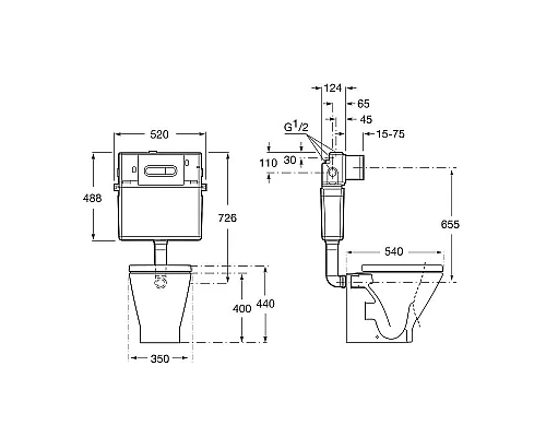 Приобрести Комплект унитаза со смывным бачком Roca The Gap 893109000 с сиденьем Микролифт и клавишей смыва Хром в магазине сантехники Santeh-Crystal.ru