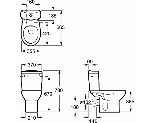 Приобрести Унитаз компакт Roca Victoria 34239U000 без бачка и сиденья в магазине сантехники Santeh-Crystal.ru