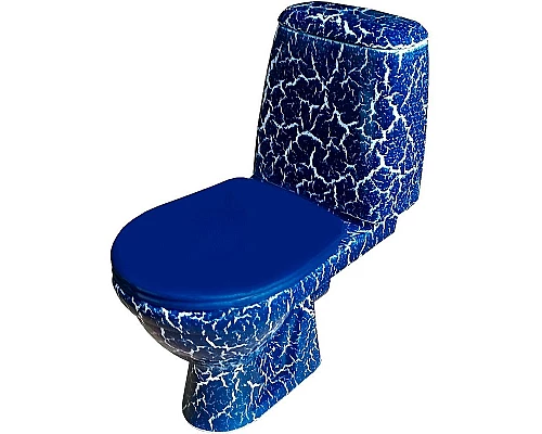 Купить Унитаз компакт Rosa Премьер 4640021064689 Синий кракелюр с бачком и сиденьем в магазине сантехники Santeh-Crystal.ru