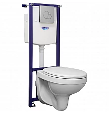 Комплект унитаза с инсталляцией Santeri Альфа 1.3816.4.S00.00B.0 с сиденьем Микролифт и клавишей смыва Хром