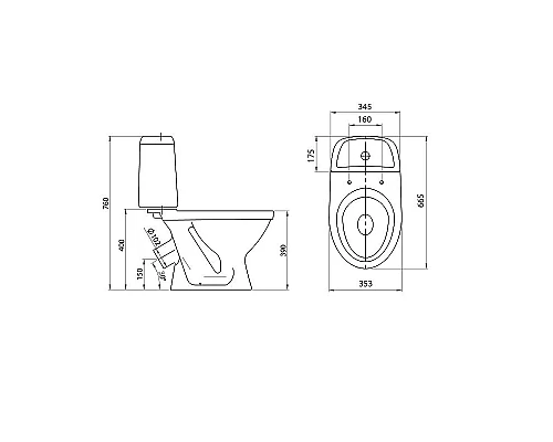 Заказать Унитаз компакт Santeri Прайм 1.P205.4.S00.00B.F с бачком и сиденьем в магазине сантехники Santeh-Crystal.ru