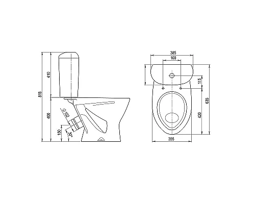 Приобрести Унитаз компакт Santeri Версия 1.P401.5.S00.00B.F с бачком и сиденьем в магазине сантехники Santeh-Crystal.ru