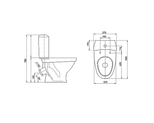 Заказать Унитаз компакт Santeri Вест 1.P201.8.S00.00B.F с бачком и сиденьем в магазине сантехники Santeh-Crystal.ru