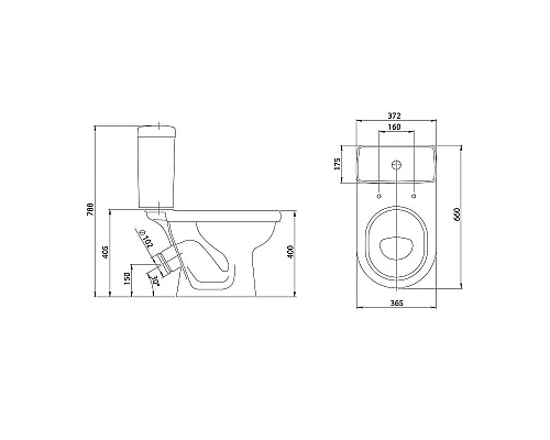 Заказать Унитаз компакт Santeri Визит 1.P405.3.S00.00B.F с бачком и сиденьем в магазине сантехники Santeh-Crystal.ru